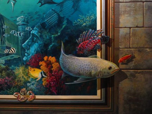 Nämäkin kalat oli vaan maalattu seinälle, ihan kuin uisivat kohti